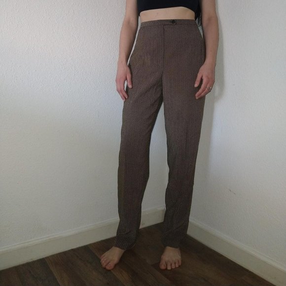 High Waist Neutral Pattern Straight Leg Trousers - Picture 2 of 4